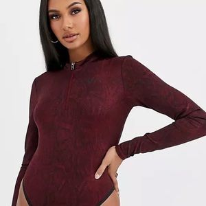 Burgundy Nike athletic set (bodysuit and pants)